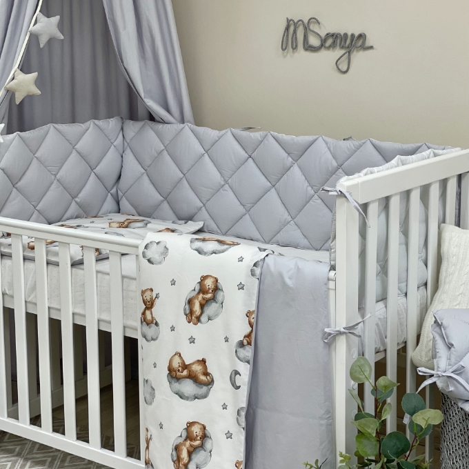 Set lenjerie Patut BebeCopii 6 piese Teddy gri (3)
